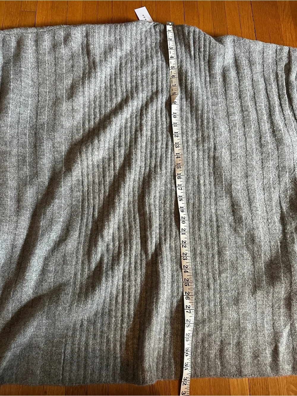 Topshop Longline Grey Open Cardigan with Pockets, Size XL (14), NWT